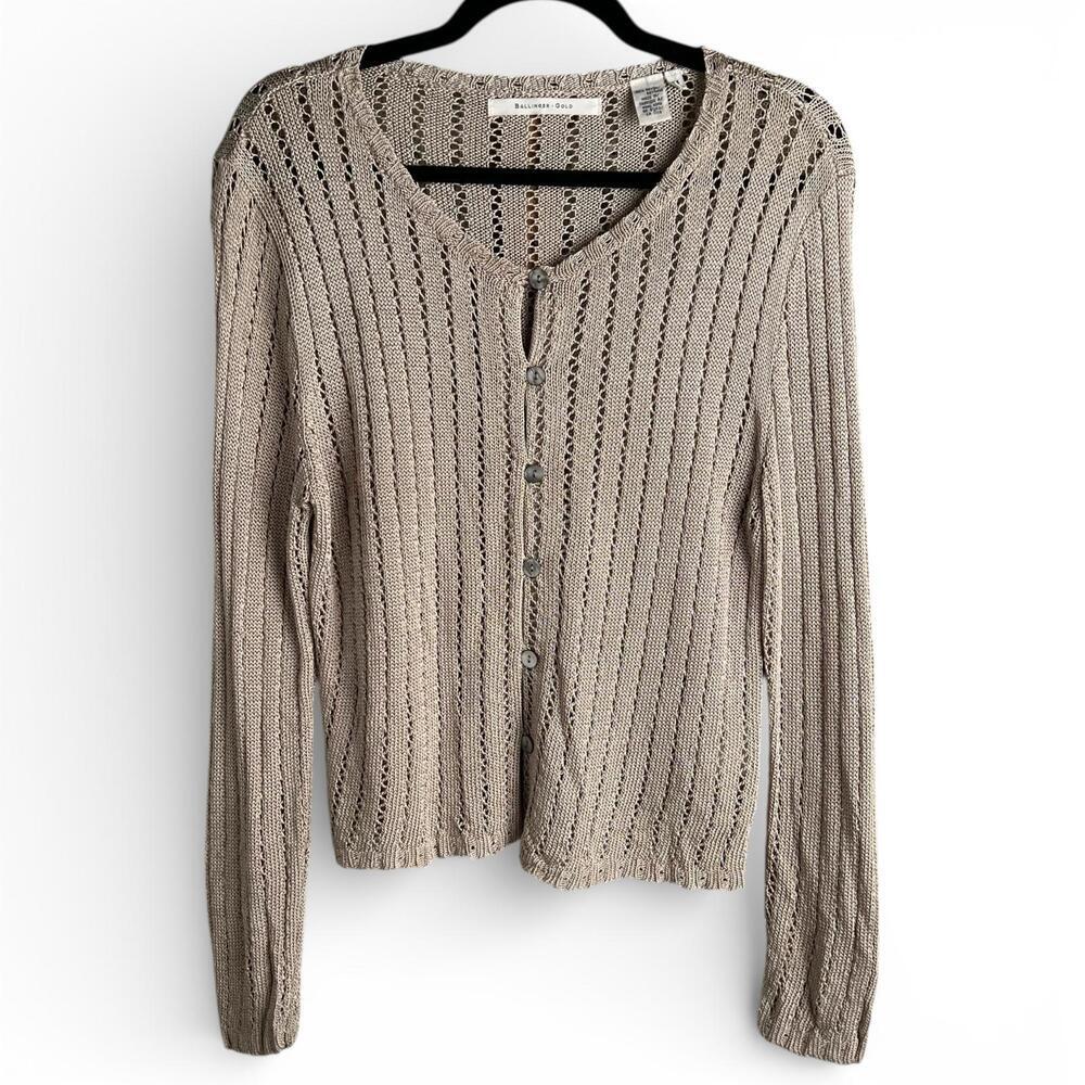 Vintage 90s Ballinger Gold Beige Classic Knit Cardigan